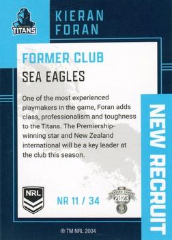 2023 NRL Traders Elite - New Recruit #NR11 Kieran Foran Back
